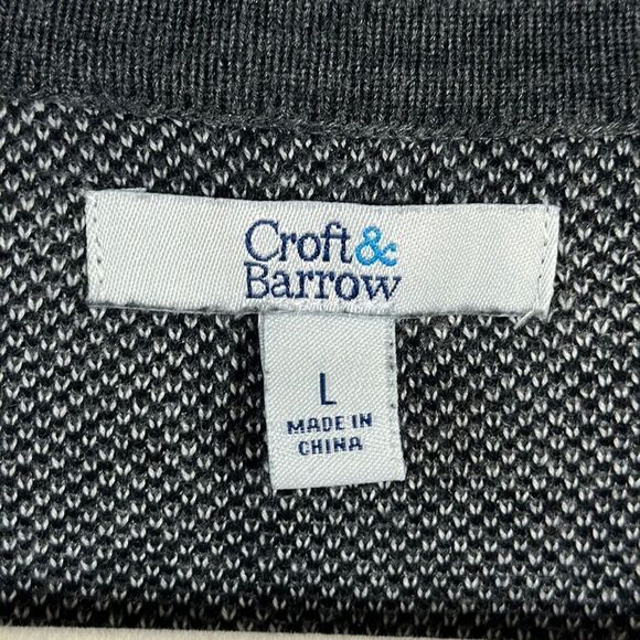 Cardigan Large Croft & Barrow Longline Plaid Black White & Gray - Picture 13 of 15